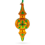 Golden Holly & Ivy Glitter Double-Ended Finial Drop Glass Christmas Ornament