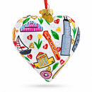 Chicago Landmarks & Symbols Glass Heart Christmas Ornament