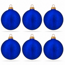 Set of 6 Matte Blue Flat Disc Glass Christmas Ornaments 3 Inches
