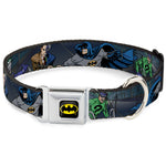 Batman Full Color Black Yellow Seatbelt Buckle Collar - Batman Battling Villains in Tunnel