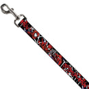 Dog Leash - SPIDER-MAN/3-Poses/Spider Web Sketch Black/White/Red