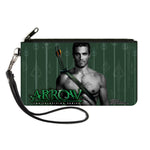 Canvas Zipper Wallet - SMALL - ARROW Standing Pose2 Arrow Tips Greens Grays