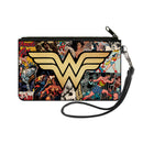 Canvas Zipper Wallet - LARGE - Wonder Woman Icon Through The Years Comics Book Covers Stacked