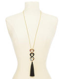 Inc Gold-Tone Resin Heart and Tassel Pendant Necklace, 30 + 3 Extender