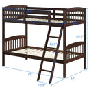Solid Wood Twin Bunk Beds with Detachable Kids Ladder