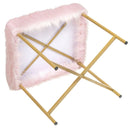Faux Fur Ottoman Decorative Stool with Metal Legs