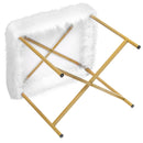 Faux Fur Ottoman Decorative Stool with Metal Legs