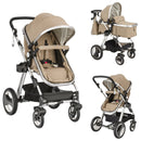 Folding Aluminum Baby Stroller Baby Jogger with Diaper Bag-Beige