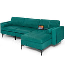 3-Seat L-Shaped Sectional Sofa with USB Ports & Storage