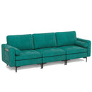 3-Seat Modular Sofa with Storage Pocket and Metal Legs