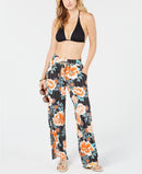 Bar III Women S Floral Stripe Printed Pants Swim Cover-Up, Size Medium