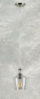 Forte  2679-01-55 9 One Light Cord-Hung Glass Mini Pendant, Brushed Nickel
