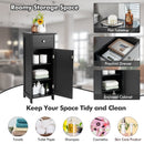 Wooden Bathroom Floor Storage Cabinet with Drawer and Shelf