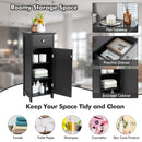 Wooden Bathroom Floor Storage Cabinet with Drawer and Shelf