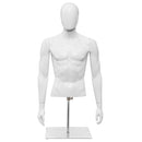 Plastic Half Body Head Turn Male Mannequin with Base