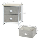 Metal Frame Nightstand Side Table Storage with 2 Drawers-Gray