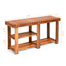 3-Tier Freestanding Wooden Shoe Organizer with Seat