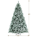 6 Feet Pre-lit Snow Flocked Hinged Christmas Tree with 928 Tips and Metal Stand