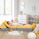 4 Pieces Convertible Kids Couch Set with 2 Folding Mats-Yellow