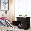 Wooden Cat Litter Box Enclosure with Drawer Side Table Furniture