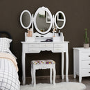 7 Drawer Tri-Folding Mirror Dressing Vanity Makeup Set