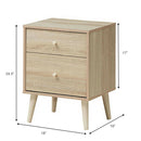 2-Drawer Nightstand Beside End Side Table with Rubber Legs