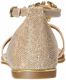 G by Guess Womens Deers Fabric Split Toe Casual Ankle Strap, Gold, Size 6.0