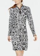 Charter Club Women's Quarter-Zip Printed Shift Dress ,Medium