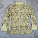 Adiva Embroidered Crochet Mesh Blouse Sheer Color Grass, Medium