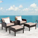 5-Piece Patio Rattan Sofa Set with Ottomans & Table
