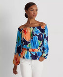 Ralph Lauren Floral Womens Multicolor Ruffle Peplum Off the Shoulder top, size M
