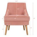 Mid Century Velvet Accent Chair with Rubber Wood Legs for Bedroom