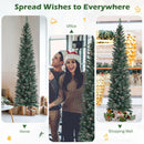 Snowy Artificial Pencil Christmas Tree with Pine Cones