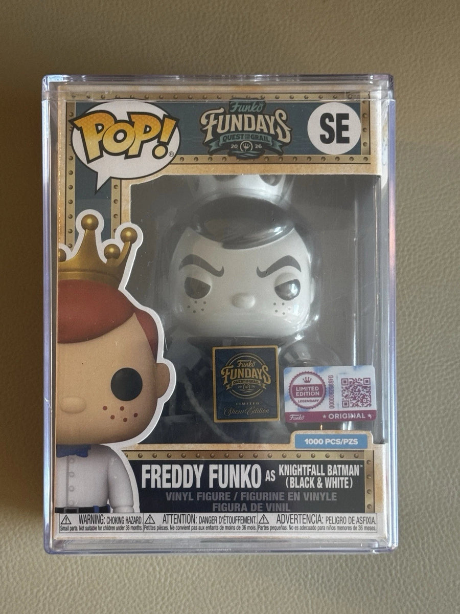 Fundays: Quest for the Grail - Atlantis 2026 Freddy Funko as Knightfall Batman (Black & White) with Protector & Guaranteed Mint LE1000