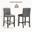 Set of 2 Linen Fabric Bar Stools with Back for Kitchen Island