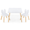 3 Pieces Kids Table and Chairs Set for Arts Crafts Snack Time-White