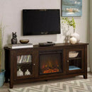 Walker Edison 58 Wood Media TV Stand Console With Fireplace