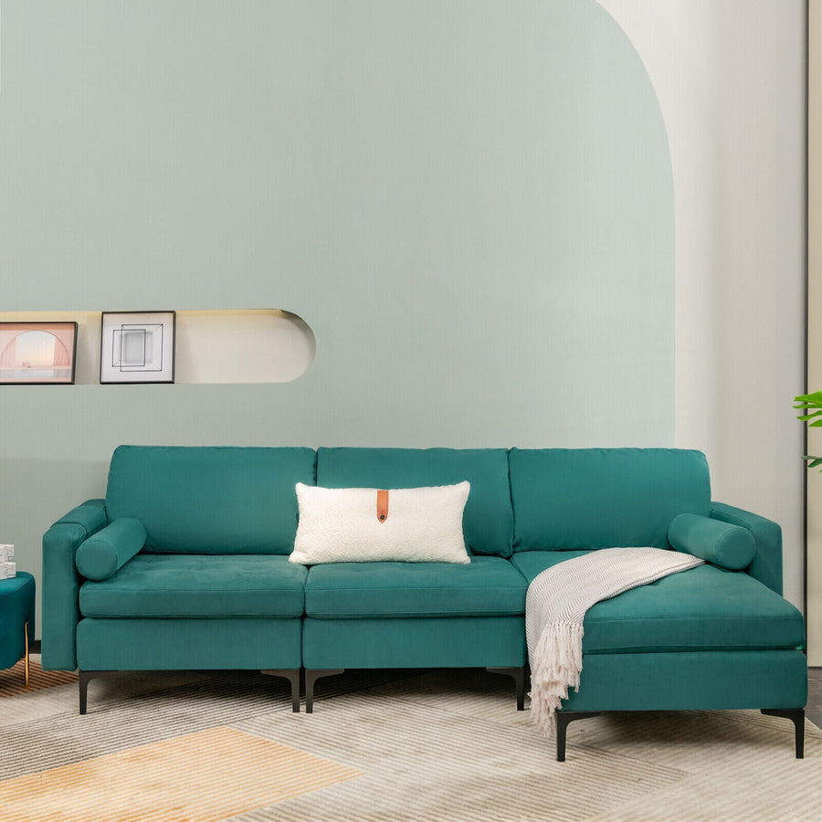 3-Seat L-Shaped Sectional Sofa with USB Ports & Storage