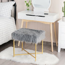 Faux Fur Ottoman Decorative Stool with Metal Legs