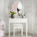 Vanity Table Set with Oval Mirror and 4 Drawers