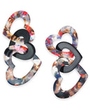 Inc Hematite-Tone and Resin Heart Linear Drop Earrings