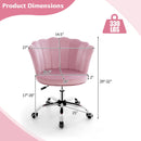 Upholstered Velvet Kids Desk Chair with Wheels and Seashell Back