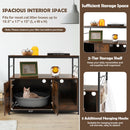 Wooden Cat Box Cabinet with with Metal Frame and Scratching Pad-Rustic Brown