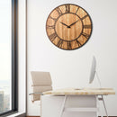 27 Inch Round Wall Clock Decorative Wooden Silent Clock with Battery
