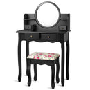 Makeup Vanity Table Set Girls Dressing Table with Drawers Oval Mirror
