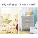 Metal Frame Nightstand Side Table Storage with 2 Drawers-Gray