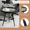 Modern Round End Table with Wooden Tray Top for Living Room Bedroom-Black