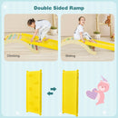 3-in-1 Kids Climber Set Wooden Arch Triangle Rocker with Ramp and Mat