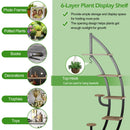 6-Tier 9 Potted Metal Plant Stand Holder Display Shelf with Hook-White