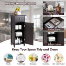 Wooden Bathroom Floor Storage Cabinet with Drawer and Shelf